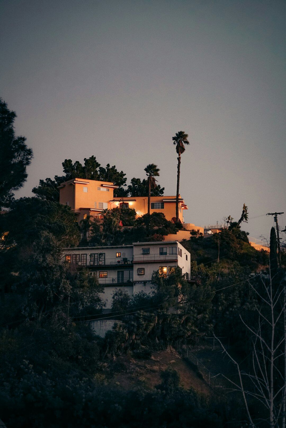 Peripheral neighborhood houses on a hillside