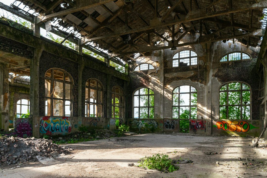 Interior of an abandoned industrial warehouse
