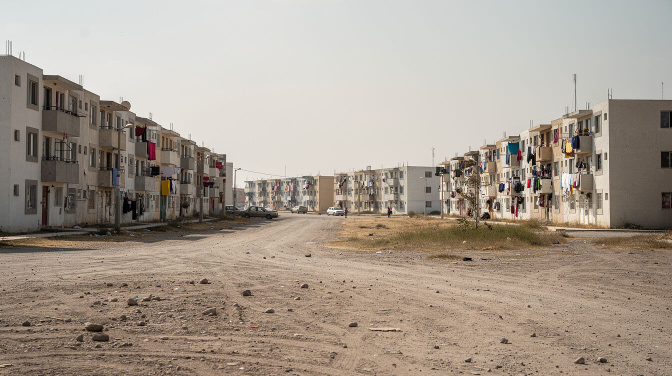 Rows of social housing apartment blocks